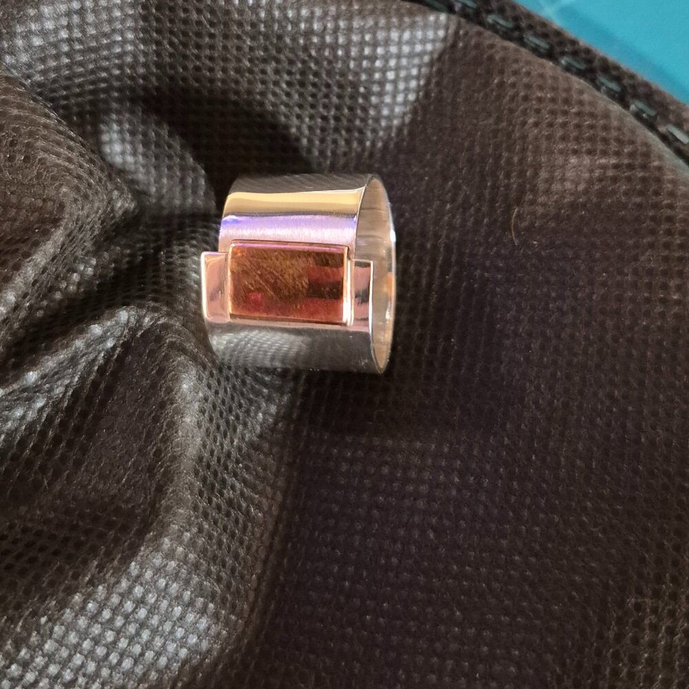 STERLING SILVER Adjustable RING with Copper Accent on front..